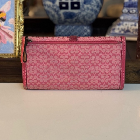 🩷 COACH SIGNATURE Y2K CANVAS WALLET WITH LEATHER TRIM! - Picture 2 of 9